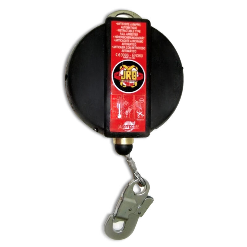 A safety arrester designed to prevent falling overhead basketball goals or sports equipment in case of cable failure.